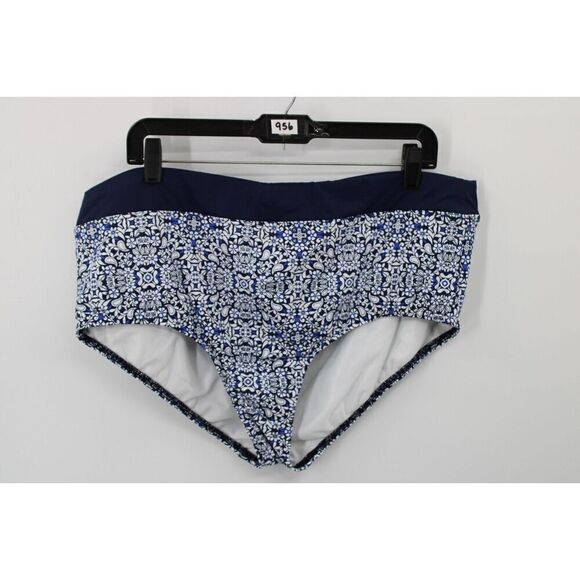 LAND'S END BLUE WHITE PAISLEY PRINT SWIM SUIT BOTTOM PLUS SIZE 20W NWOT - Picture 1 of 7
